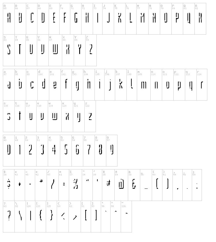 Devil's Handshake font map